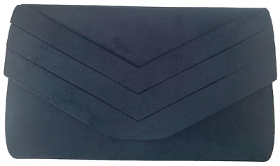 PURPLE POSSUM® Blue Clutch Bag Ladies Navy Faux Suede Shoulder Bag Wedding Prom Handbag New