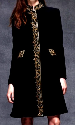 Abrigo Chaqueta de Vestir Alberta Ferretti Pasarela Dorado Bordado Negro 2 4 IT 40 Foto 1 de 4