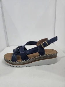 Moda in pelle shoon blue leather slingback summer sandals Size UK 6 - Picture 1 of 6