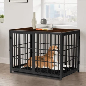 2 in1 Spliced Dog Crate Pet Cage Kennel Side End Table Wooden Top Indestructible - Picture 1 of 22