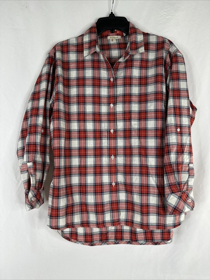 Top con botones Barbour para mujer talla 6 a cuadros manga larga al aire libre senderismo lengüeta enrollable Foto 1 de 4