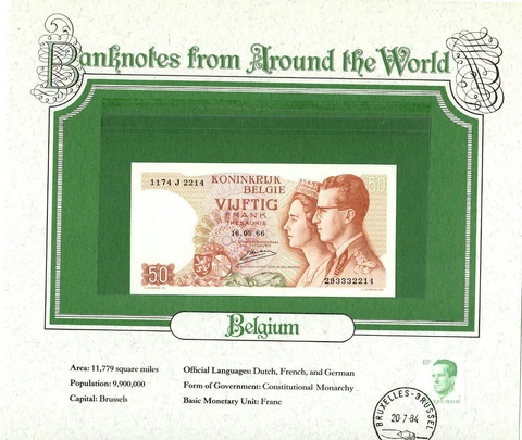 World Banknotes Belgium 1966 50 Francs P-139a.3 UNC 1174 J 293332214 Lucky 333 Cover