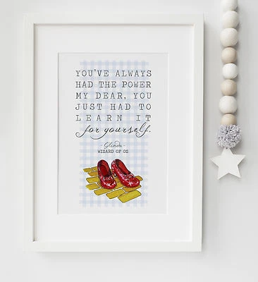 LEXI'S LITTLE PRINTS The Wizard Of Oz Glinda Red Shoes Dorothy Quote Print Picture Wall Art UNFRAMED
