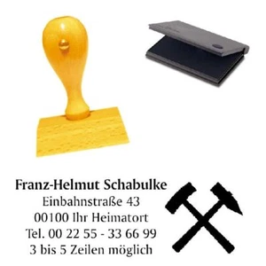 Adressenstempel BERGBAU ZUNFT mit Stempelkissen - Firmenstempel Glück Auf Kumpel - Bild 1 von 1
