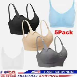 5 Pcs Womens Sleeping Nursing Bra Wirefree Breastfeeding Maternity Bralette - Picture 1 of 9