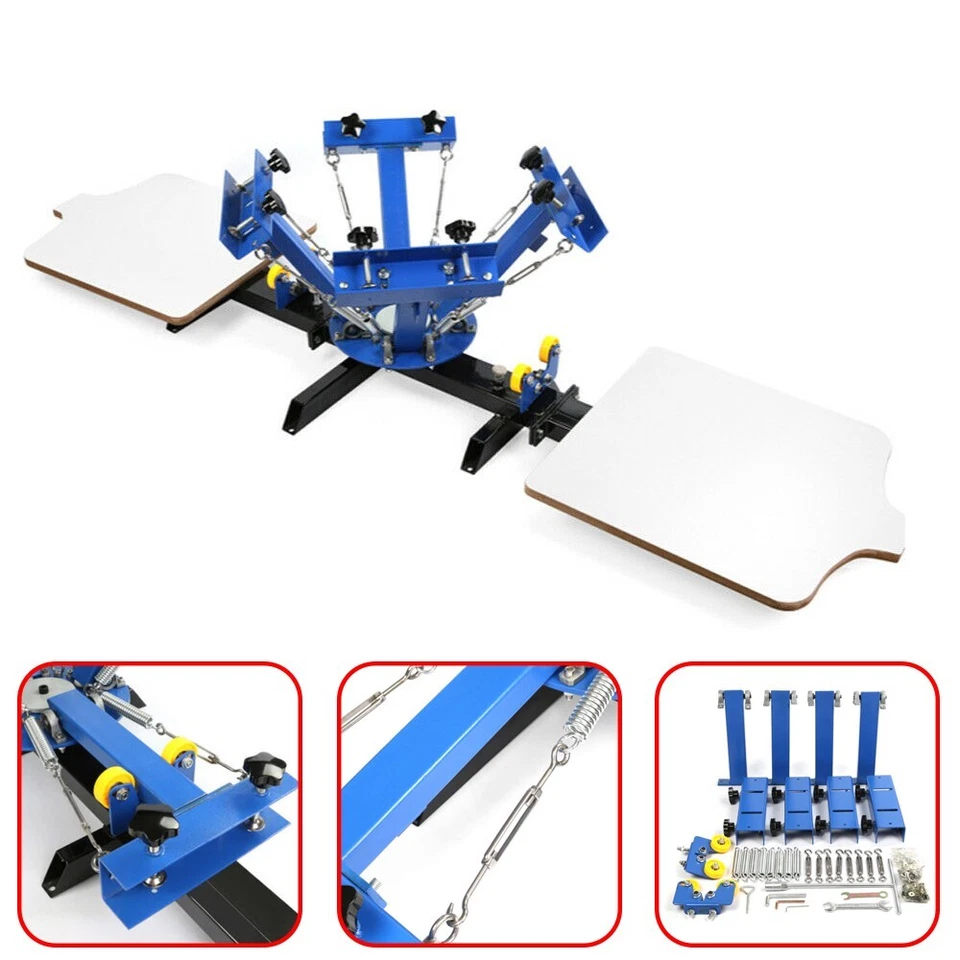 4 Color 2 Station Silk Screen Printing Machine DIY Press T-Shirt Printer Machine - Image 1 of 4