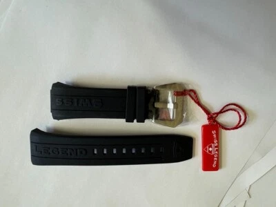 Man's Swiss Legend Trimix Silicone/Rubber Black watch band strap - Image 1 of 2