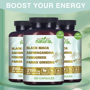 Why Not Natural 4 en 1 Orgánica Maca Negra, Ashwagandha, Fenogreco, Panax Ginseng - Imagen 1 de 10
