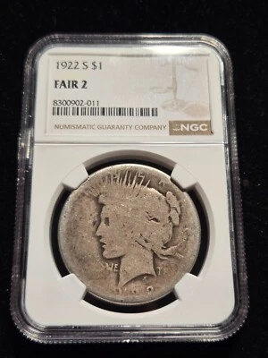 LOWBALL 1922-S Peace Dollar NGC Fair 2 (Z-0835) - Image 1 of 2
