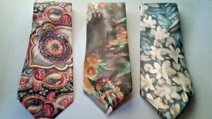 Men's Silk Ties.  Zylos, Stanley Blacker, Halston.  Reds and Blues.  - Picture 1 of 4