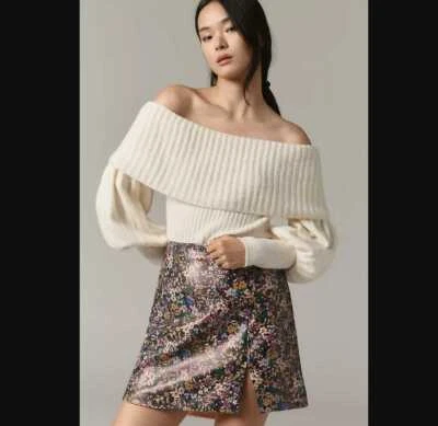 Nuevo 10 Maeve x Anthropologie imitación cuero abertura lateral micro minifalda en floral Foto 1 de 4