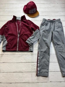 Athletic Works Boys Bordeux Gray Flannel Track Suit with Hat Outfit Set 3 Piece. - Picture 1 of 4