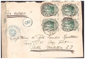 Kingdom 1942 - Galilei 25 Cents Quartina on Envelope - Picture 1 of 2