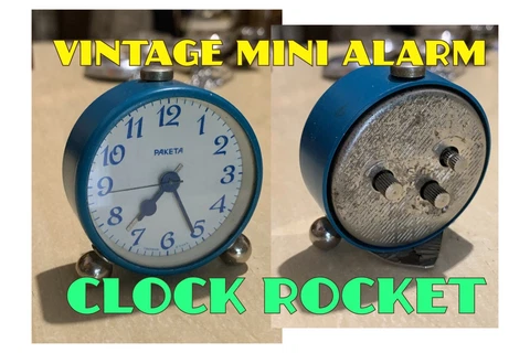 Raketa 1960's vintage mini alarm mechanical table clock Made in USSR blue 45mm Cover