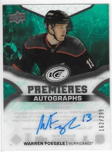 2018-19 UD ICE WARREN FOEGELE PREMIERES AUTOGRAPHS AUTO RC #WF HURRICANES /299 - Picture 1 of 2