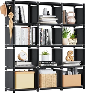 Book Shelf, 12 Cube Storage Organizer, DIY Bookcase, Metal Bookshelf,Tall Book C - Picture 1 of 9