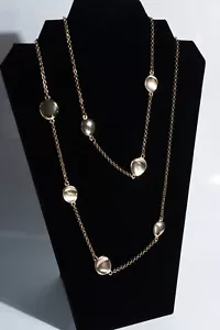Fashion Jewelry Gold Toned Long 42" Lariat Necklace Double Wrap, Unsigned - Picture 1 of 4