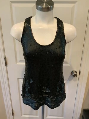 French Connection Black Sequin Body Tank Top, Size 0 (US) - image 1 of 4
