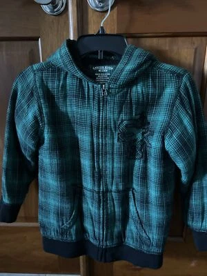 Chaqueta de niño verde a cuadros forrada Sherpa talla pequeña 8 Canyon River Blues Foto 1 de 4