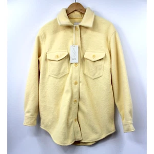 Joie Sherpa Jacket Size M Yellow Long Sleeve Winter Collar W/Pockets Women's New - Picture 1 of 8