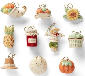 Lenox Autumn Favorites 10 PC. Mini Ornament Set Thanksgiving Fall New (No Tree) - Picture 1 of 5