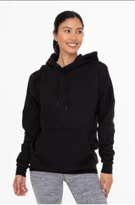 Long-sleeved pullover black slim fit hoodie with kangaroo pocket for women. - Picture 1 of 5