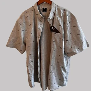 Visive Shirt Mens 3XL Gray Zebra All Over Print Button Down Short Sleeve - Picture 1 of 11