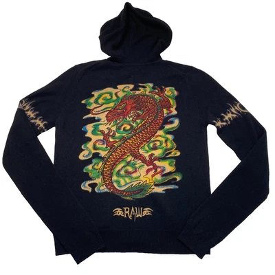 Chaqueta Suéter De Colección RAW 7 Mujeres Cachemira Con Capucha Talla M Negra Dragón Cremallera Suave Nueva con Etiquetas Foto 1 de 4