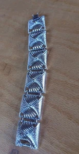 Coro Pegasus Silber Quadrat Panel Gliederarmband Vintage 7,5 Zoll x 1 Zoll breit - Bild 1 von 8