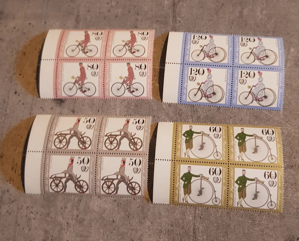 DEUTSCHE BUNDESPOST -GERMANY- CYCLING-1985-4 SETS IN BLOCKS OF FOUR  MNH - Image 1 of 1