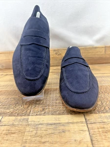 H&M Men's 44 Blue Suede Loafers Sz 10.5 - Picture 1 of 12