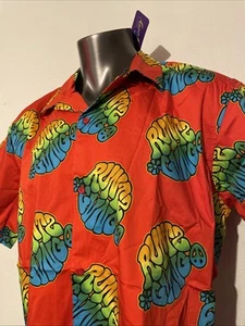 Camicia uomo nuova con etichette Runtz Worldwide GVNG rosso pace manica corta bottoni 3XL #02591 - Foto 1 di 11