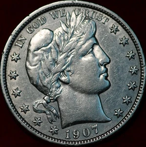 1907-D Denver Mint Silver Barber Half Dollar - Picture 1 of 2