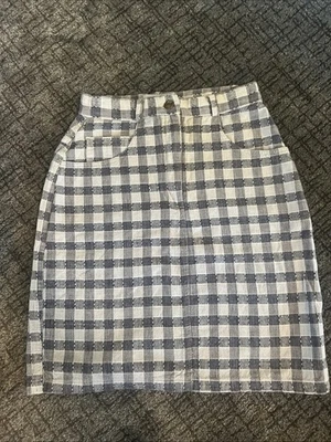 Falda vintage para mujer Forenza talla pequeña blanca y negra 100 % algodón Foto 1 de 3