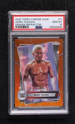 2025 Topps Chrome WWE Orange Refractor /25 Akira Tozawa #71 PSA 10 GEM MT - Image 1 of 2