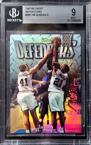 1997-98 Finest #306 Tim Duncan /1090 Silver Refractor Rookie BGS 9 SP Spurs HOF - Picture 1 of 4