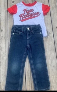True Religion Kids Youth Boys Outfit Set Size 4 Short Sleeve T Shirt Soft Jeans - Picture 1 of 5