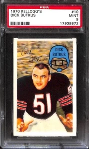 1970 Kelloggs #10 DICK BUTKUS PSA 9 Mint 17939872 - Picture 1 of 2