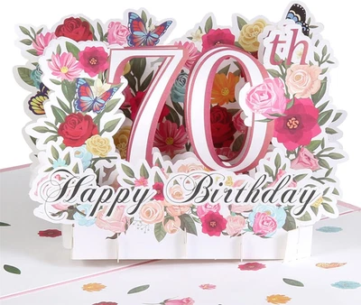 70Th Birthday Pop up Card, Happy 70Th Birthday Card for Her, Women, Wife, 70Th B