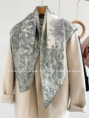 Sallys Boutique 14 Momme Sarga Seda Envolvente Bufanda Jardín Estampado Mantón Cuadrado 35" Foto 1 de 4