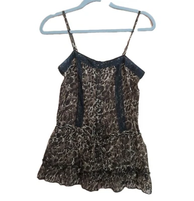 Camiseta sin mangas Babydoll estampado animal guepardo sello húmedo talla S Y2K mafia esposa encaje romántico Foto 1 de 4