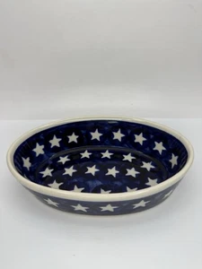 Boleslawiec Polish Pottery Oval Small Baker Stars America Small Casserole Dish - Picture 1 of 22