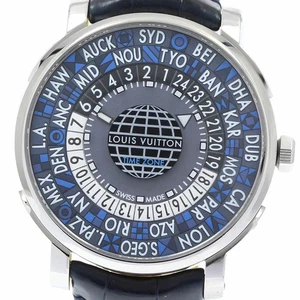 LOUIS VUITTON WATCH Q5D22 ESCALE TIME ZONE WORLD TIME AUTOMATIC NAVY DIAL MEN'S - Picture 1 of 6
