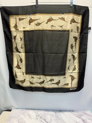 Laura Borghese шарф галстук стойка винтажный сделано в Италии фазан печати 30,5 «x 29» - Изображение 1 из 4