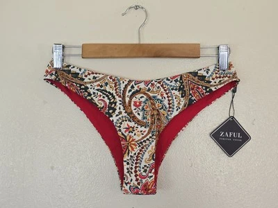Zaful Red Paisley Bikini Bottom Size Medium US 6  - Image 1 of 4