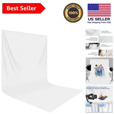 Профессиональный белый фон 10x20 футов — морщинистый для безупречных фотографий - Изображение 1 из 4