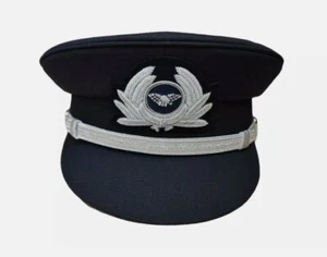 Pilot Cap with Generic Silver Cap Badge Navy Blue Airline Cap R2201 - Picture 1 of 3