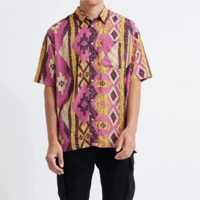 URBAN OUTFITTERS ацтеков юго-западный геометрический рубашка на пуговицах L розовый мульти - Изображение 1 из 4