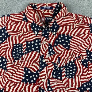 Camisa Vintage Chaps Ralph Lauren Para Hombres XL Roja Blanca Azul Bandera de Estados Unidos Patriota - Imagen 1 de 10