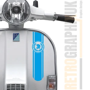 Vespa PX Trojan Laurel Protector de Pierna Adhesivo Rayas Skinhead Calcomanía 300mm CIAN- - Imagen 1 de 11